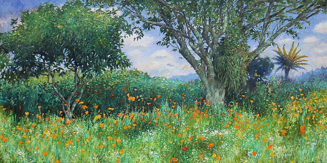 Graham Downs NZ landscape and flower artist, oil on stretched canvas